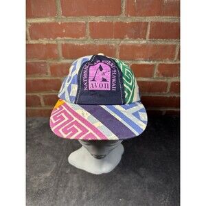 Vintage 90s National Star Event Hawaii Avon Hat Colorful Geometric Elastic Strap
